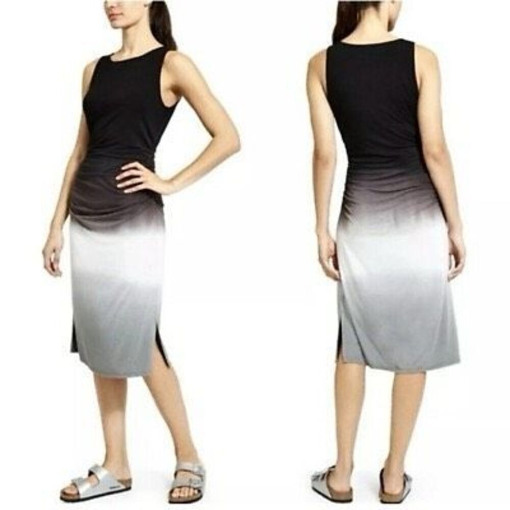 Athleta Tie Dye Tank Dress Stretchy Black/Grey Size Small NWT